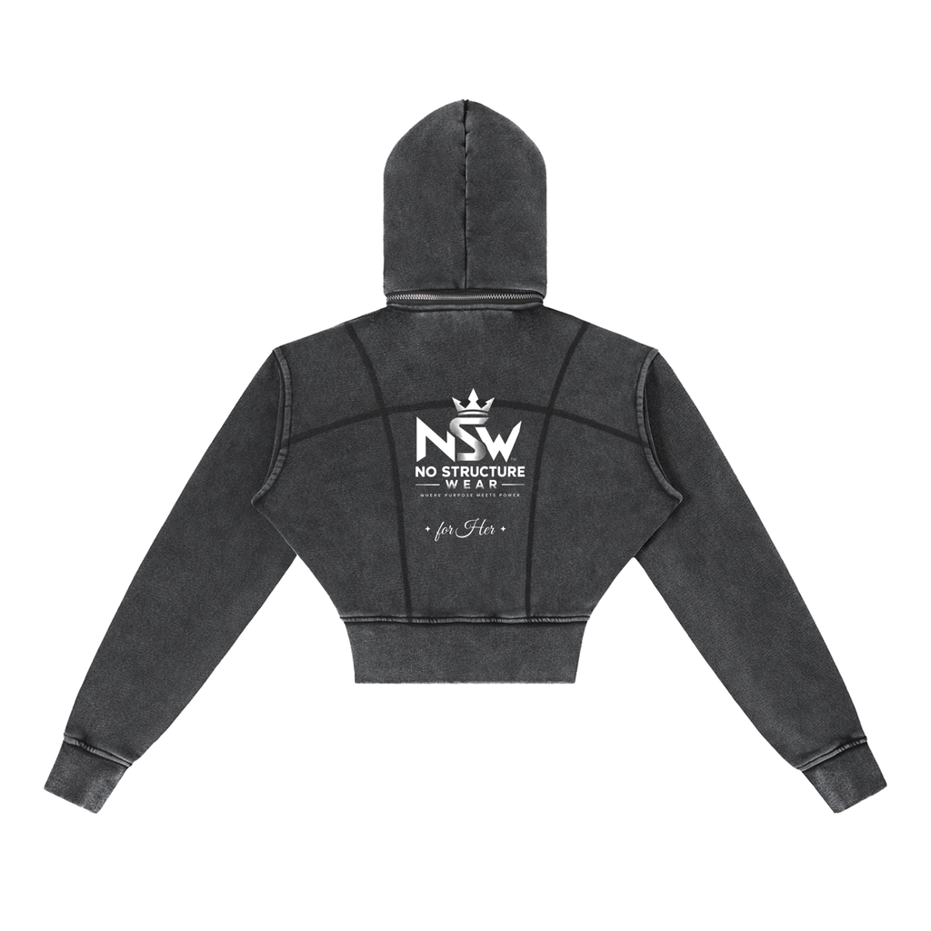 NSW Vintage Washed Cropped Fleece Hoodie