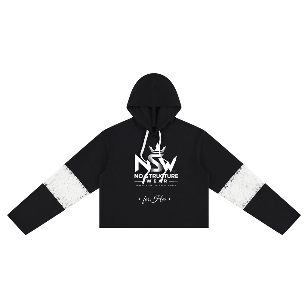 NSW Women’s Cropped Lace-Panel Hoodie