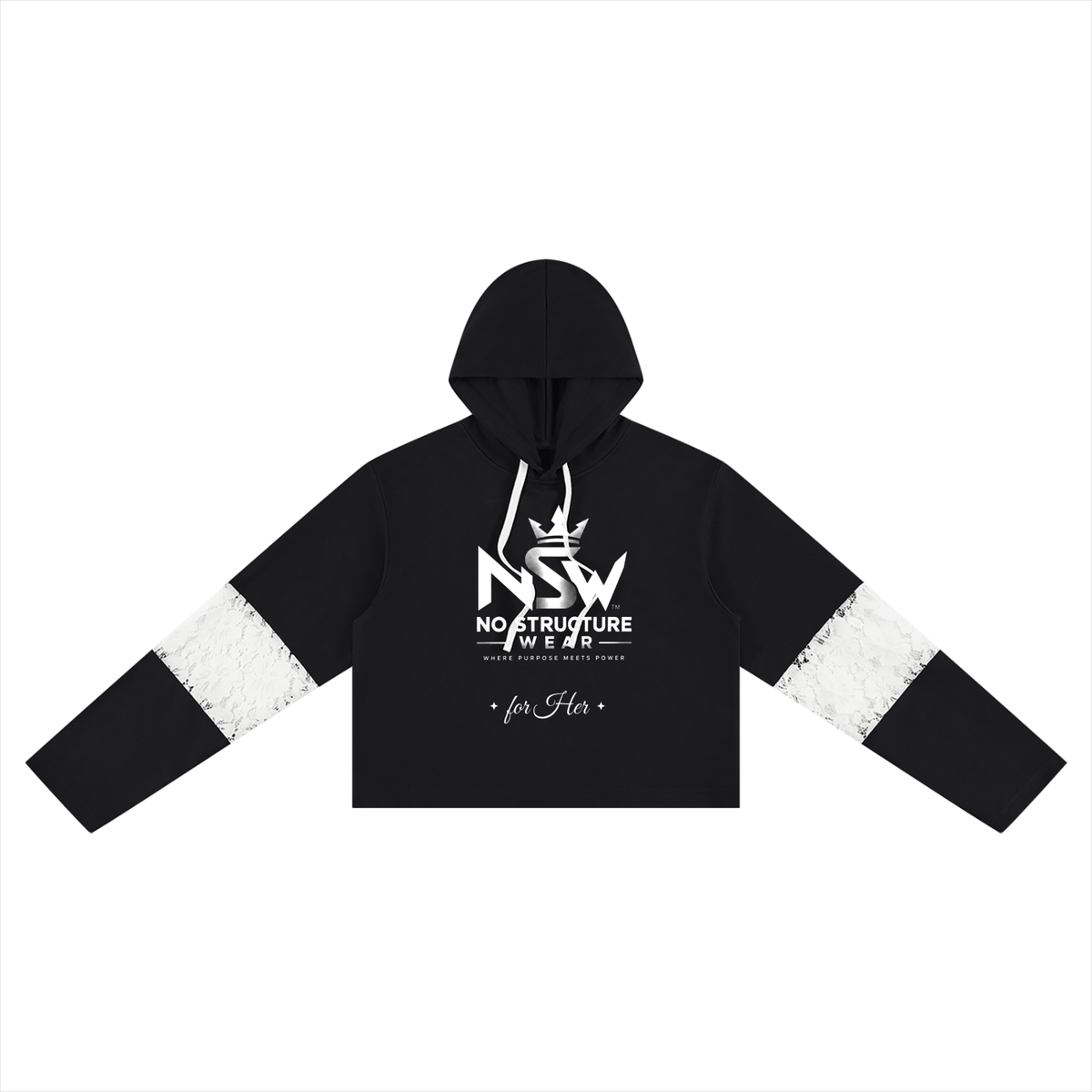NSW Women’s Cropped Lace-Panel Hoodie